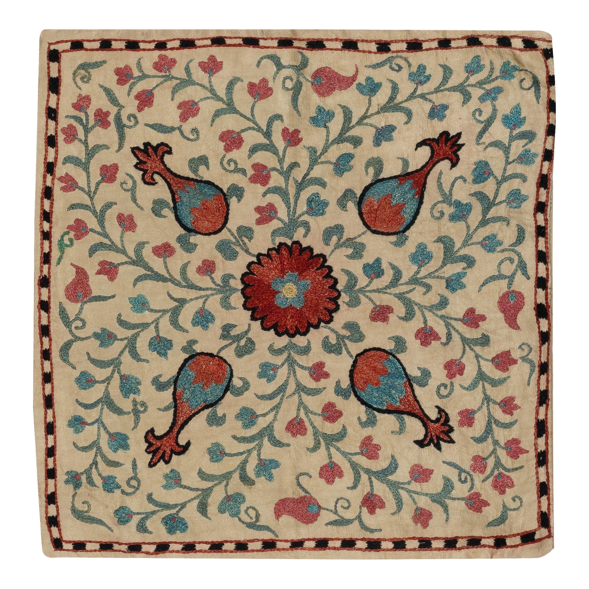 18"x19" 100% Silk Cushion Cover. Embroidered Pillowcase. Modern Throw Pillow