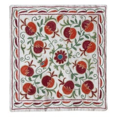 Housse de coussin brodée en soie et coton 19 "x20". Oreiller en forme d'arbre à la grenade