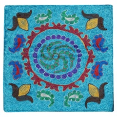 Funda de cojín de seda de 16 "x16". Funda de almohada azul claro hecha a mano. Cojín moderno