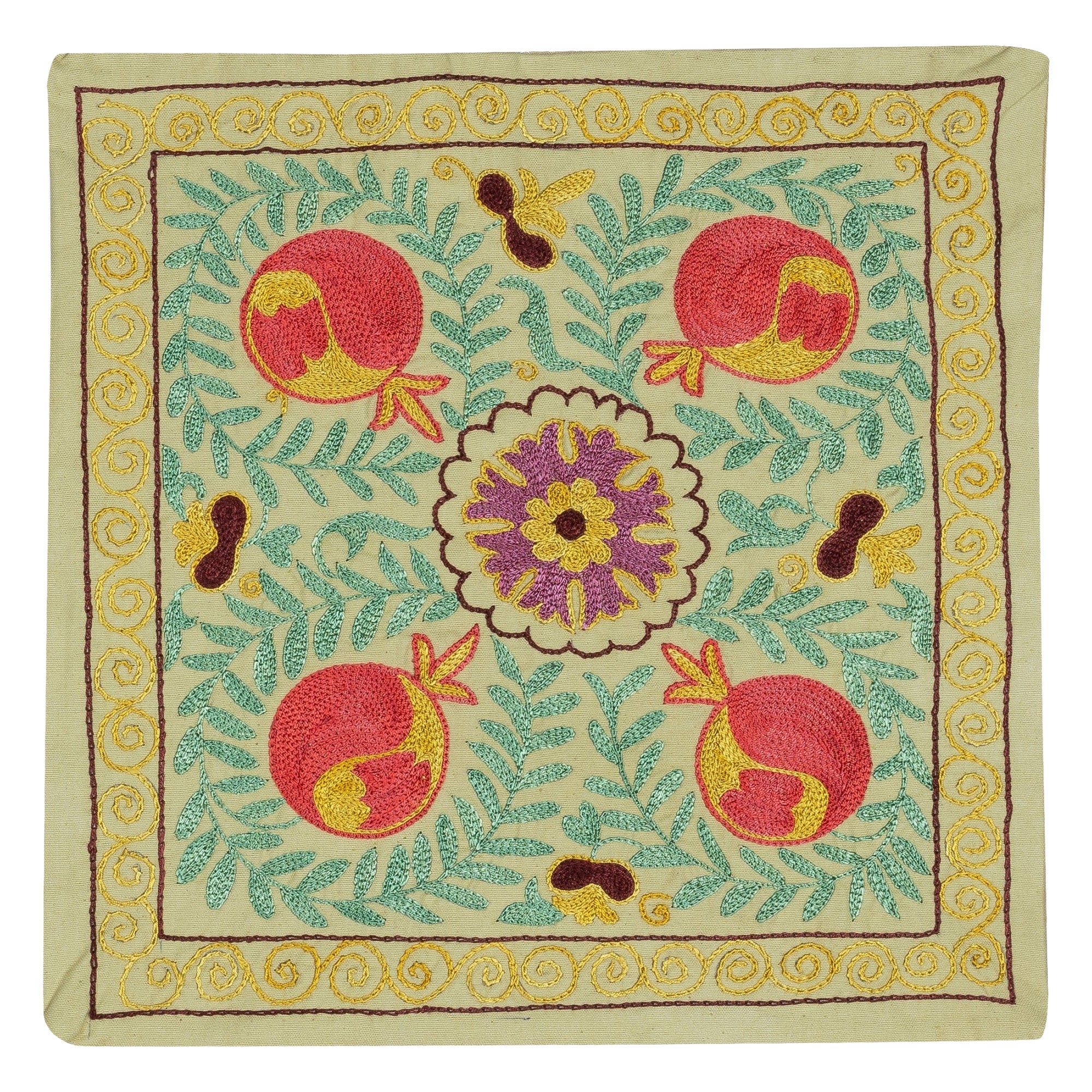 18"x18" Seidenstickerei Kissenbezug mit Kissenbezug. Handgefertigter Kopfkissenbezug. Modernes Spitzen-Kissen
