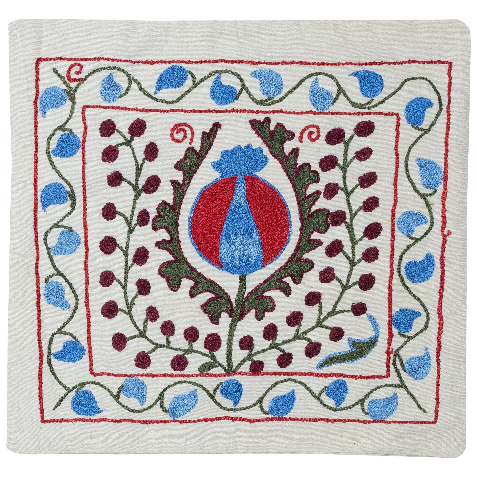 19 "x17" Kissen aus bestickter Baumwolle. Handgefertigter Kissenbezug. Modernes Überwurf-Kissen