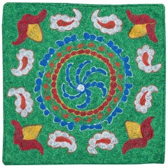 16"x16" Seidenstickerei Kissenbezug mit Kissenbezug. Grünes Toss-Kissen. Handgefertigter Kopfkissenbezug