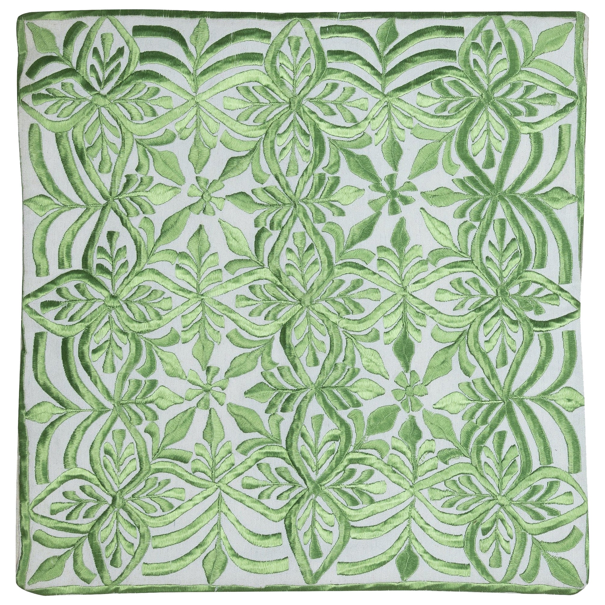 18"x19" 100% Cotton Cushion Cover. Contemporary Pillowcase. Green Lace Pillow