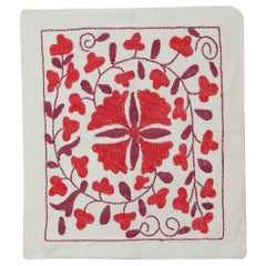 17"x19" Handstickerei Baumwoll-Kissenbezug. Kissen mit roter Spitze. Modern Pillowcase