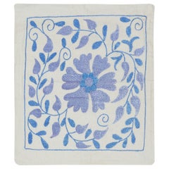 17"x19" Embroidered 100% Cotton Cushion Cover. Blue Color Handmade Pillowcase