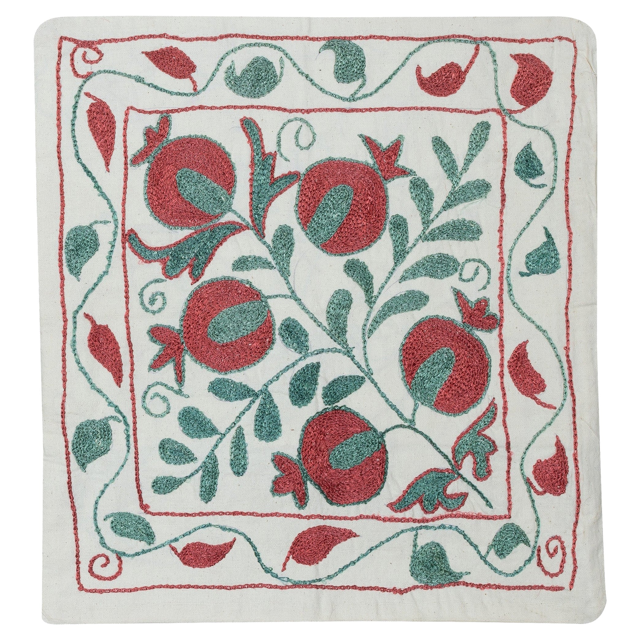 16"x18" Embroidered Cotton Cushion Cover. Pomegranate Tree Design Throw Pillow