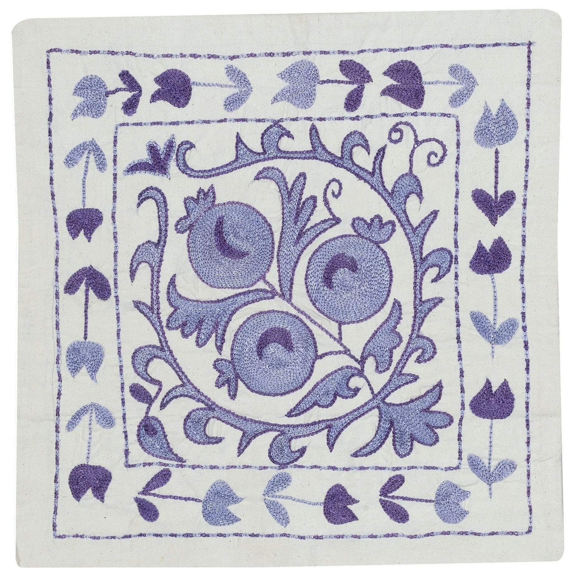 17"x18" All Cotton Cushion Cover. Blue Lace Pillow. Embroidered Pillowcase