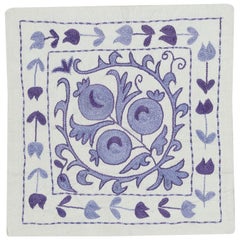 17"x18" All Cotton Cushion Cover. Blue Lace Pillow. Embroidered Pillowcase
