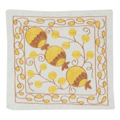 16"x18" Embroidered Throw Pillow. Handmade Cushion Cover. Yellow Lace Pillow