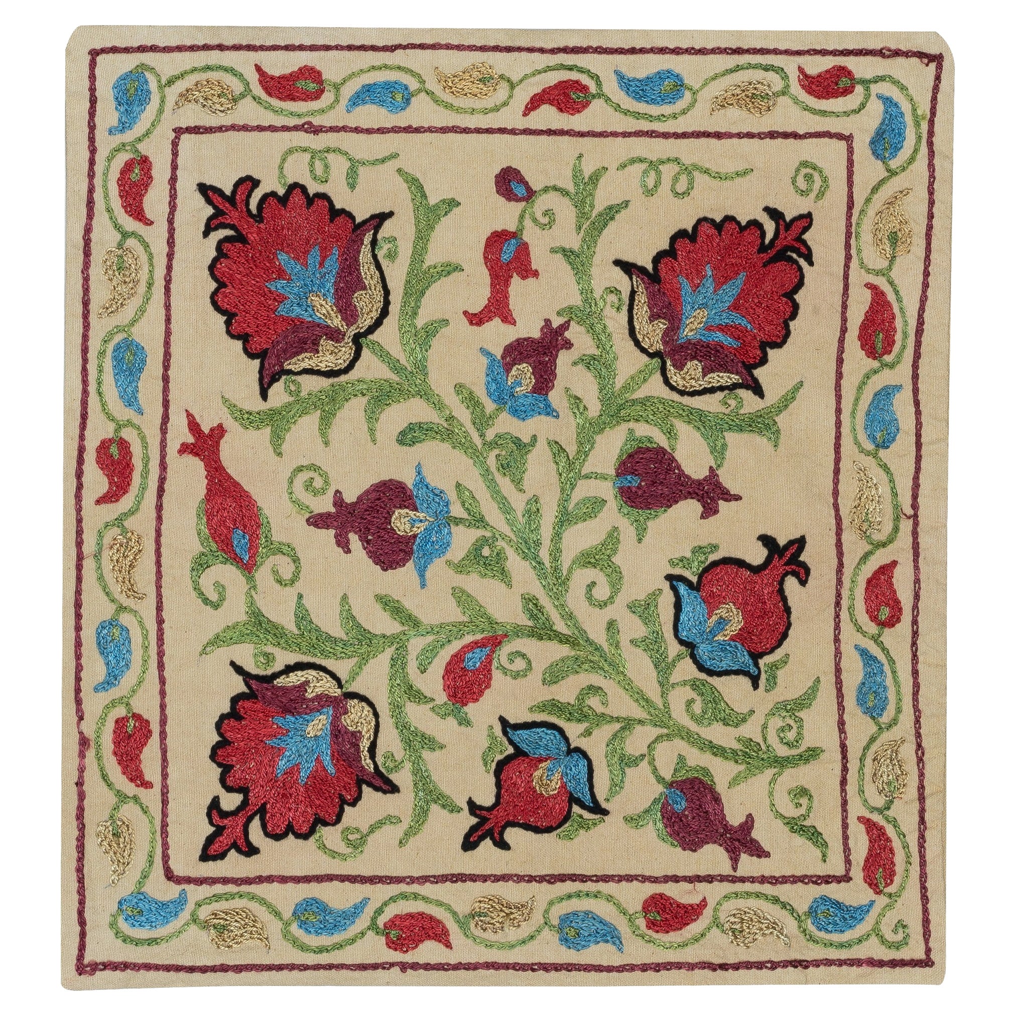 Housse de coussin en soie brodée 17 "x19". Taie d'oreiller faite à la main. The Moderns