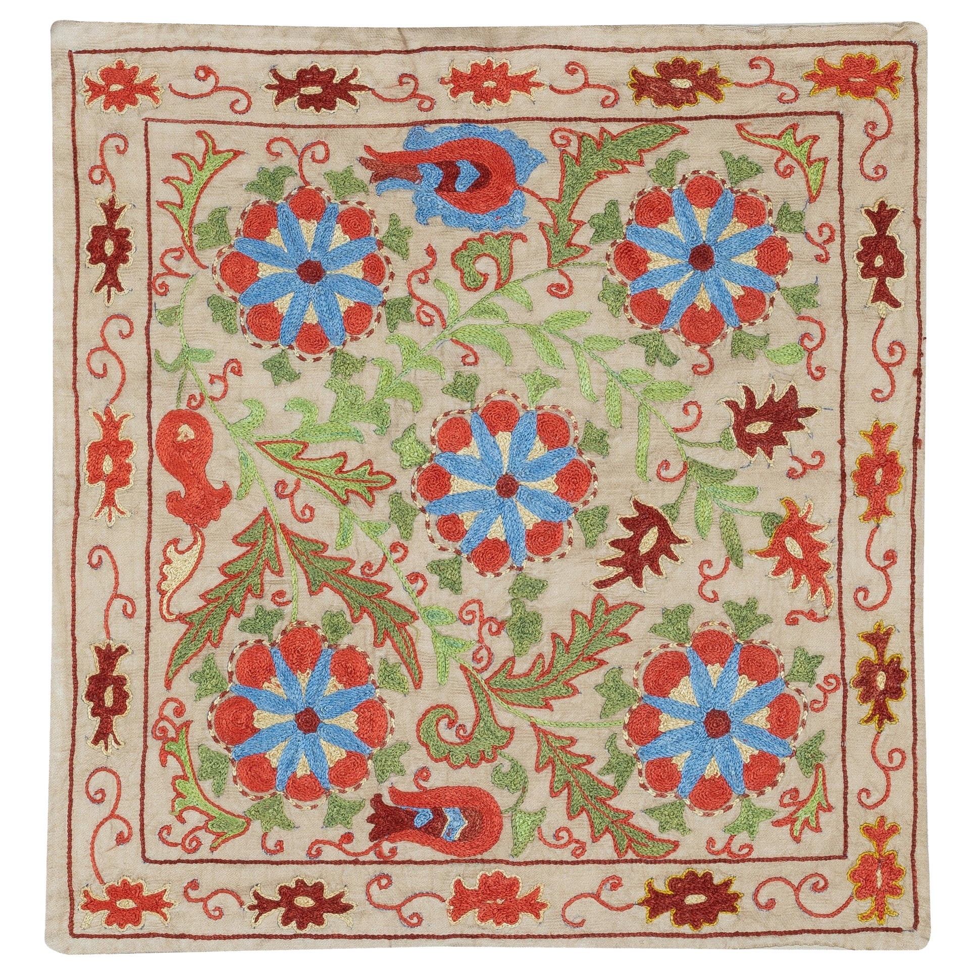 19."x21" Besticktes 100% Seidenkissencase. Handgefertigtes Kissen. Modernes Überwurf-Kissen