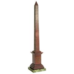 Large 19th Century Rosso Antico Model of the Solar Obelisk, Rome