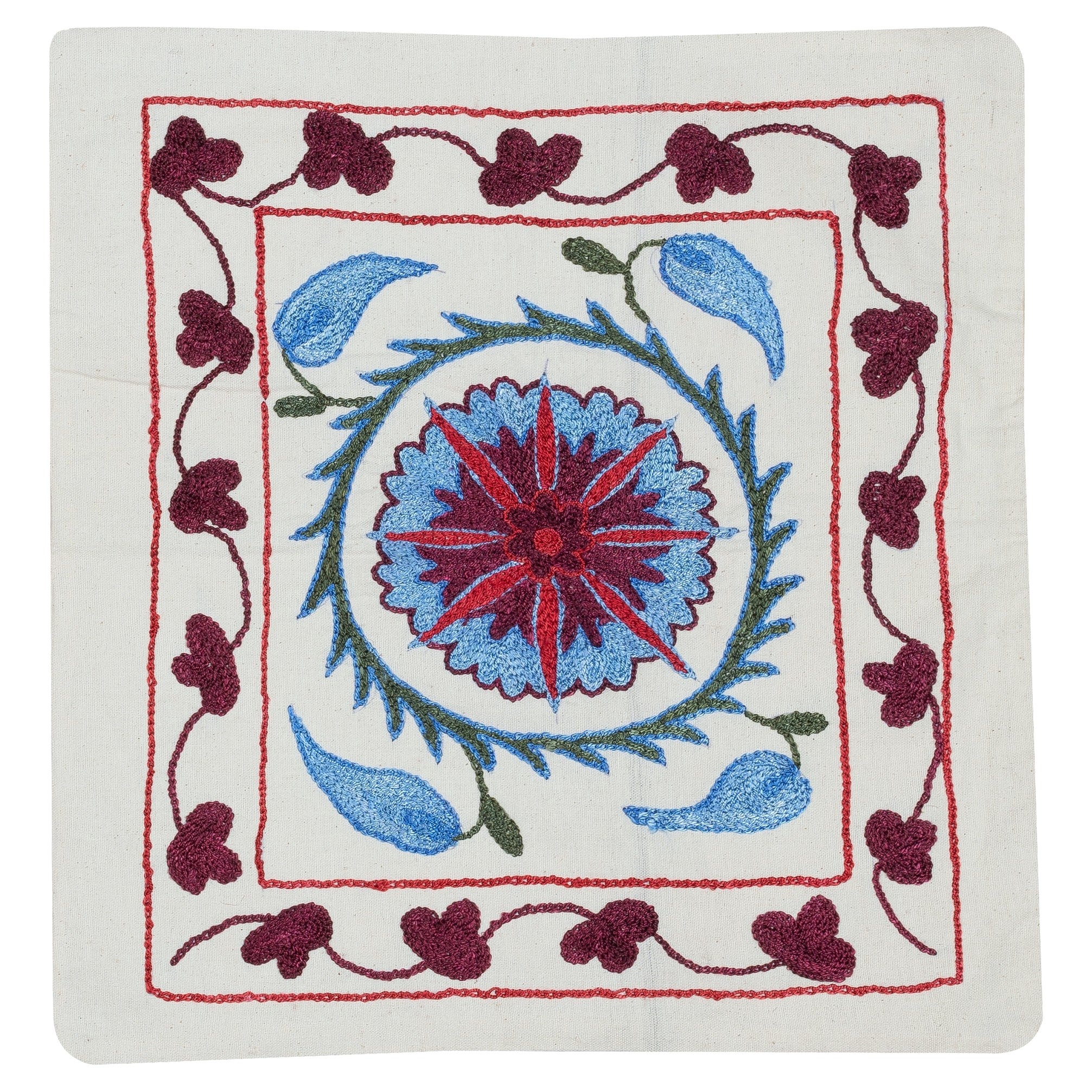 18"x19" Modern 100% Cotton Embroidered Pillow Cover. Handmade Cushion Cover