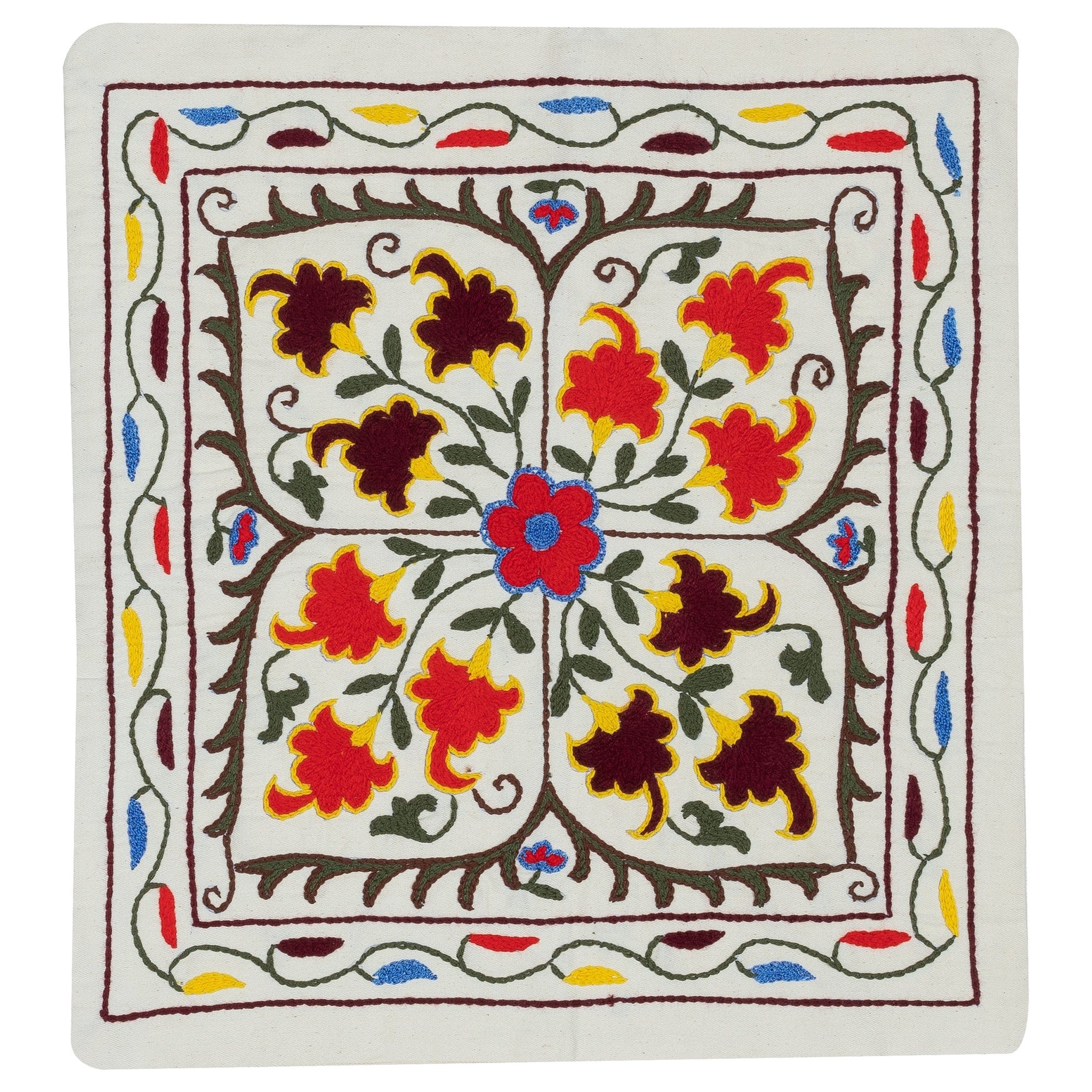 18"x17" Besticktes Baumwollkissencase. Handgefertigtes Kissen. Modernes Überwurf-Kissen