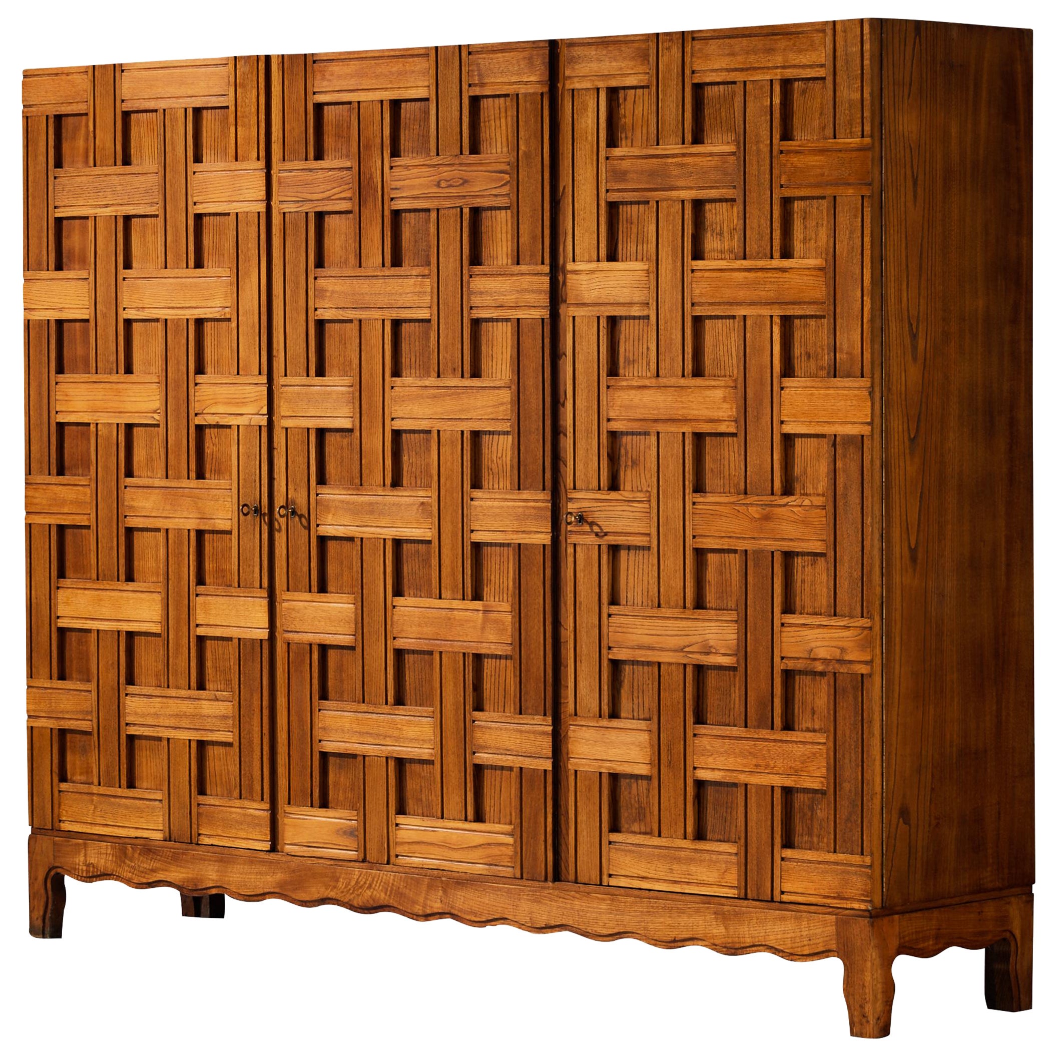 Paolo Buffa Large Highboard or Wardrobe in Chestnut 1940s