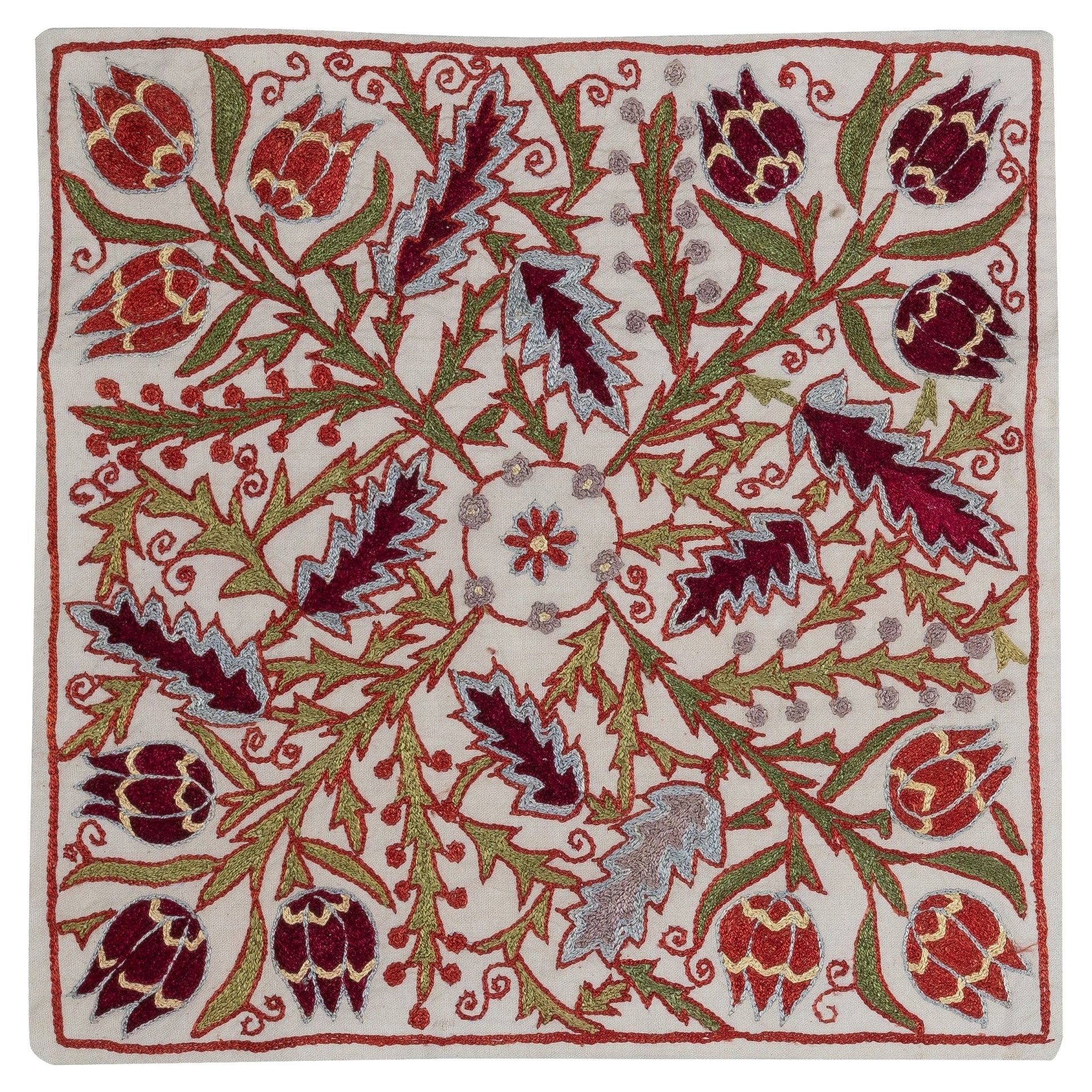 19"x19" Seiden-Stickerei-Kissenbezug. Modern Handmade Throw Pillow Cover