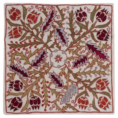 19"x19" Silk Embroidery Cushion Cover. Modern Handmade Throw Pillow Cover