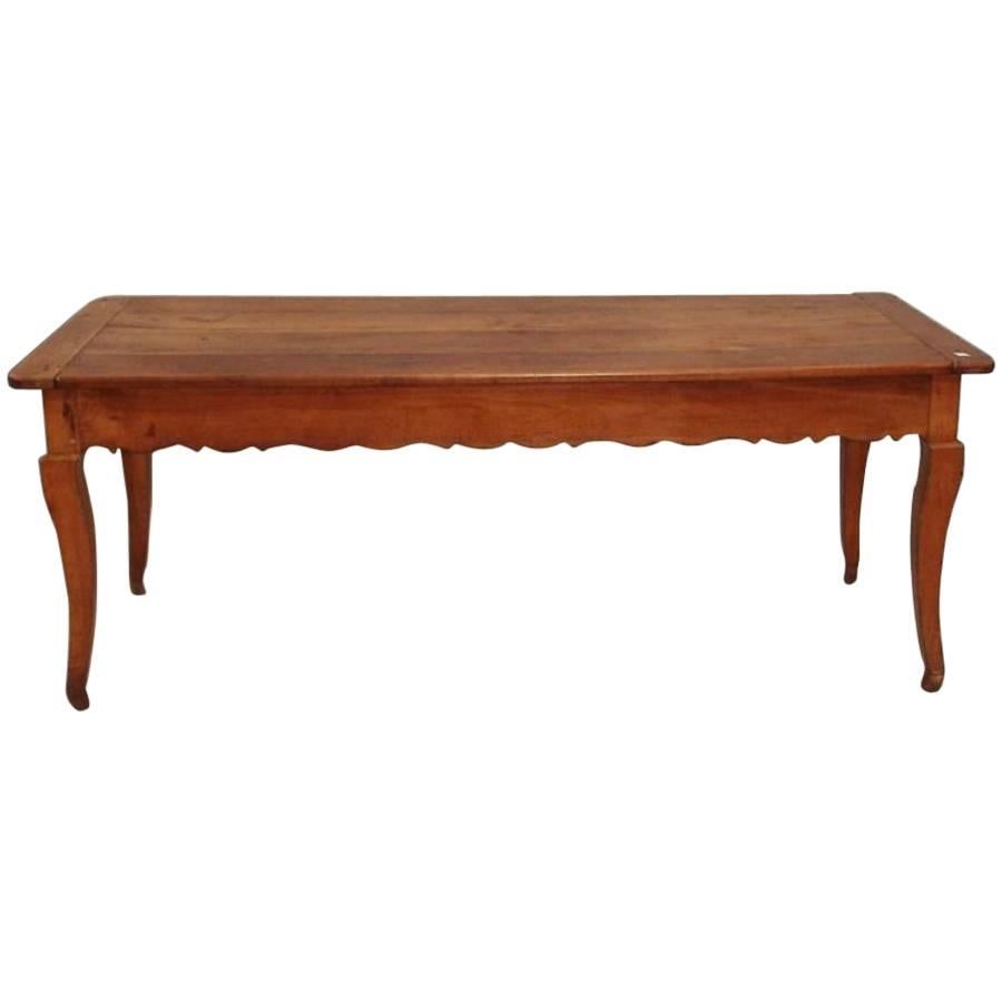 Country French Fruitwood Farm Table with Drawer & Cutting Board, 19th Century