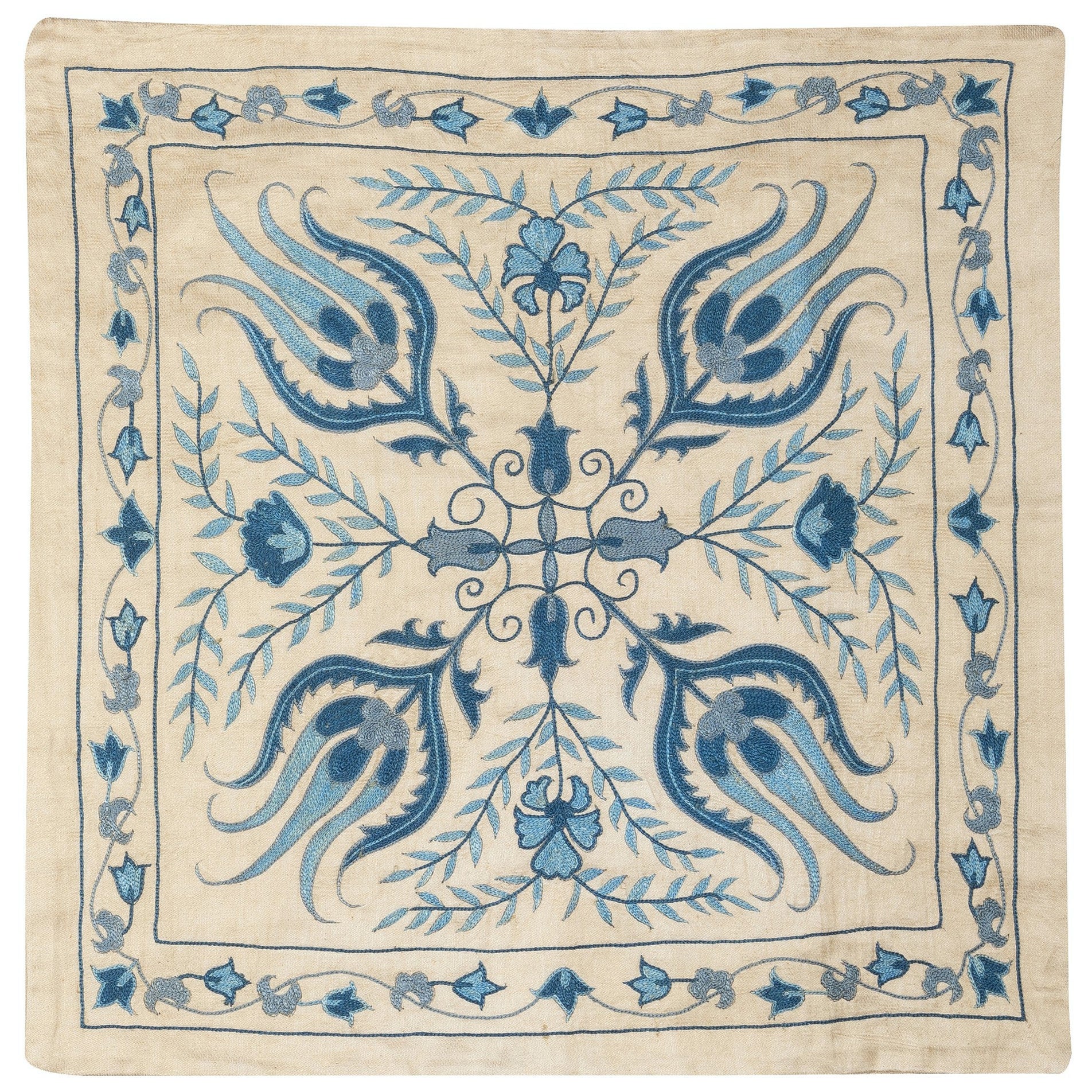 20 "x21" Housse d'oreiller brodée. Décoration intérieure Boho & Chic. Housse de coussin tout en soie