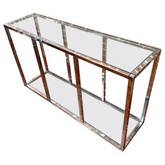Console Table in Tubular Chrome and Glass