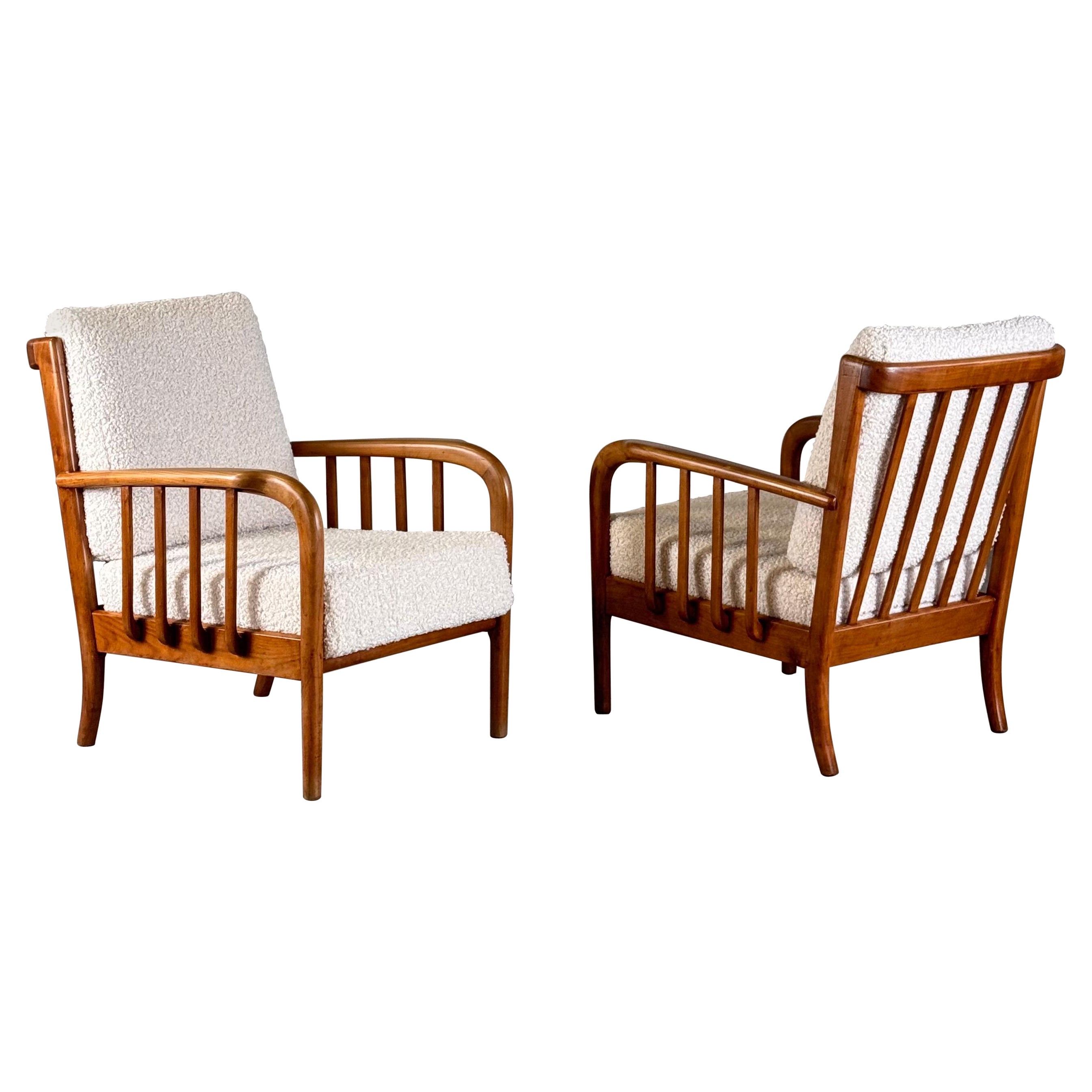 Pair of Cherrywood Armchairs by Paolo Buffa for La Permanente Mobili Cantù, 1950