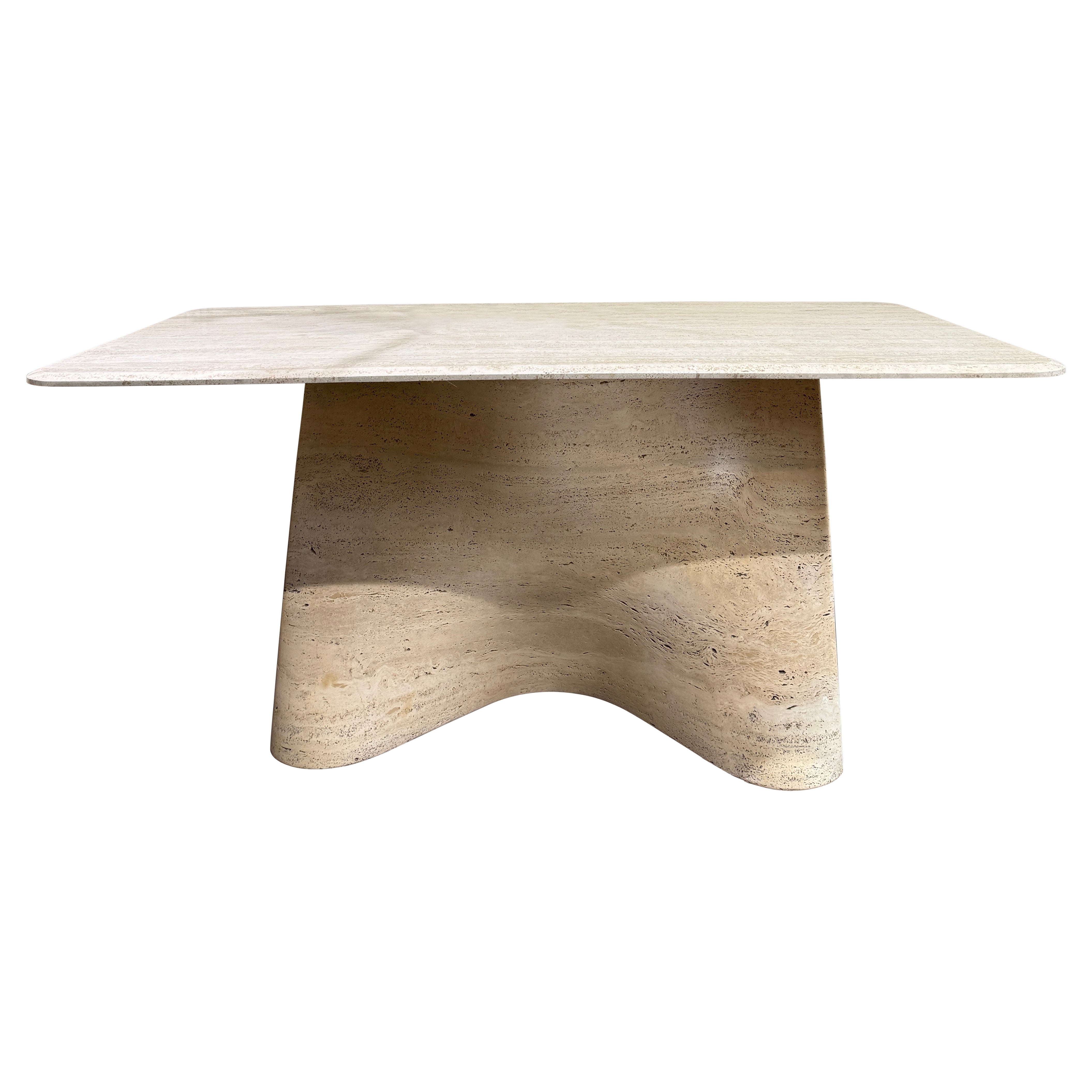 Impressive travertine console or dining table circa 1970 For Sale
