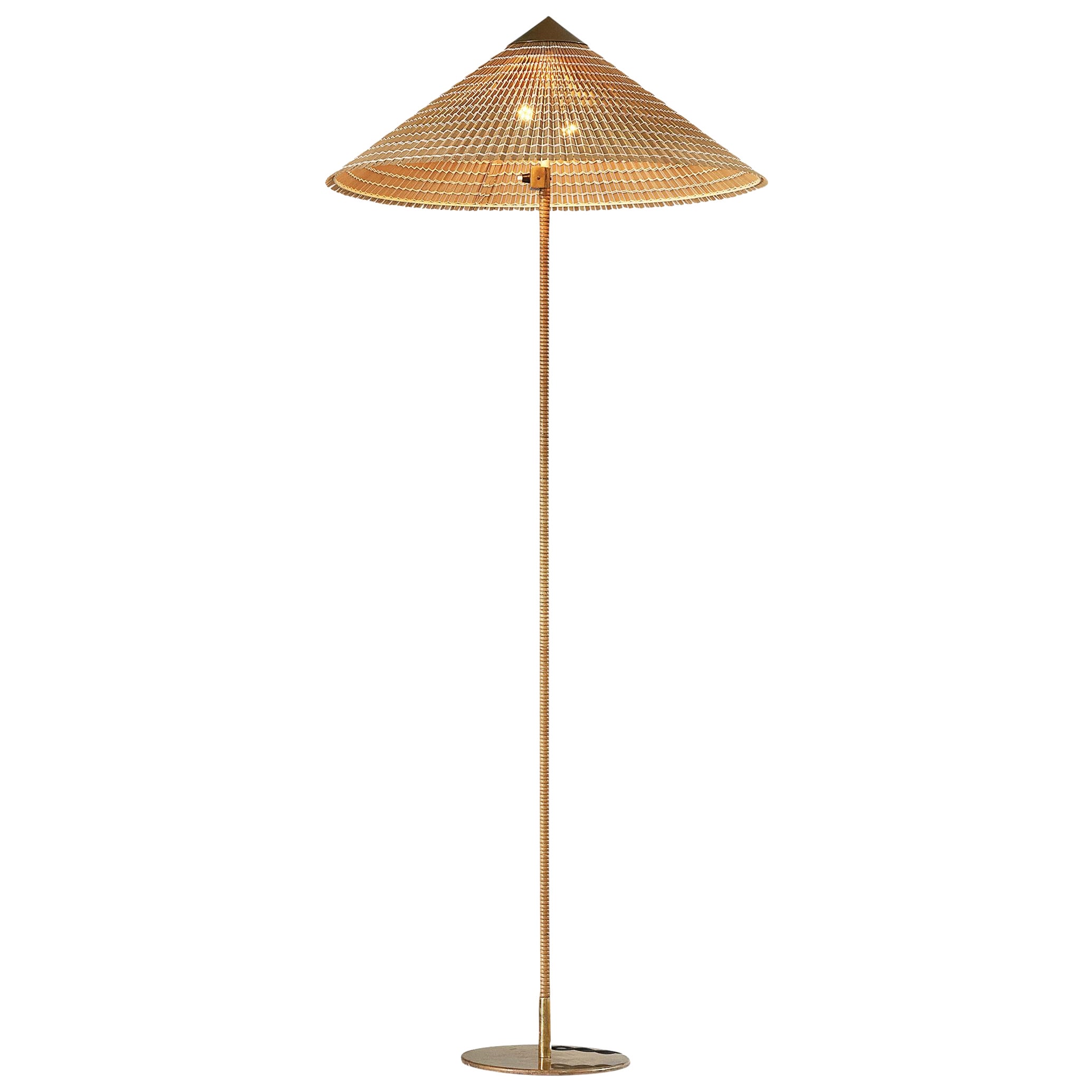 Paavo Tynell for Taito Oy '9602' Floor Lamp in Cane and Brass
