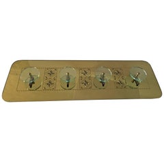 Gold Reverse Painted Glass Italian Coat and Hat Rack by Cristal Art 