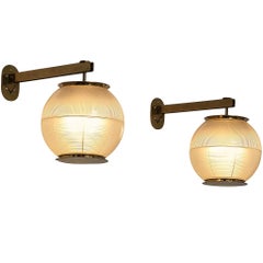 Ignazio Gardella for Azucena 'Doppio Vetro' Wall Lights in Glass and Brass