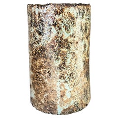 Jarrón escultórico de cerámica con textura - Bark-Glazed Wabi-Sabi Studio Art Object