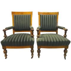 Pair of 19th Century English Walnut Armchairs