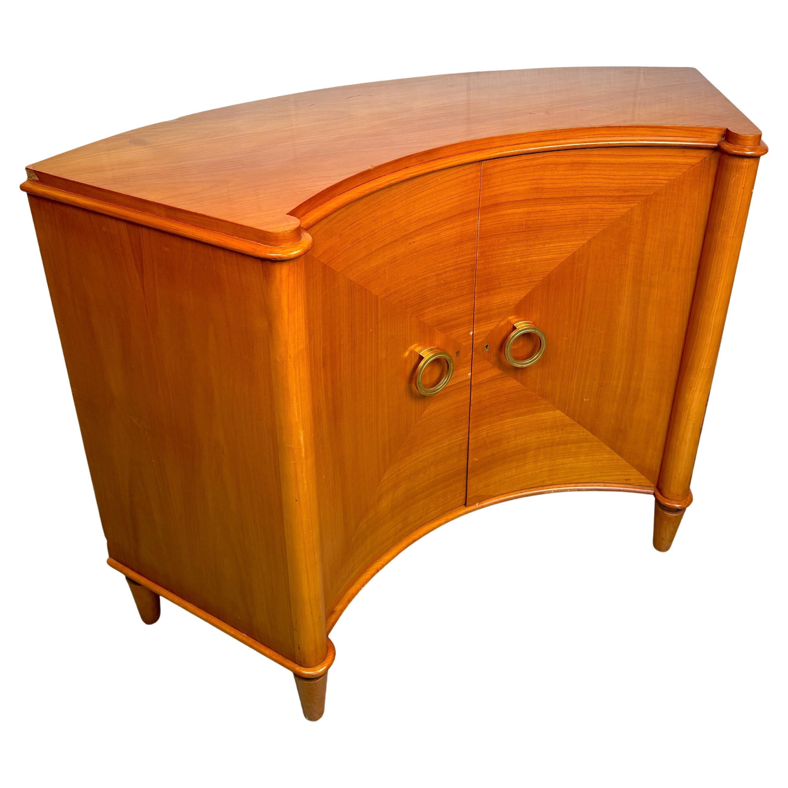 Antiguo Gabinete Deco Curvo de Madera Satinada para Camard Francia en venta