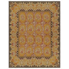 Übergroßer antiker bessarabischer Kelim in Gold mit floralen Medaillons - Rug & Kilim