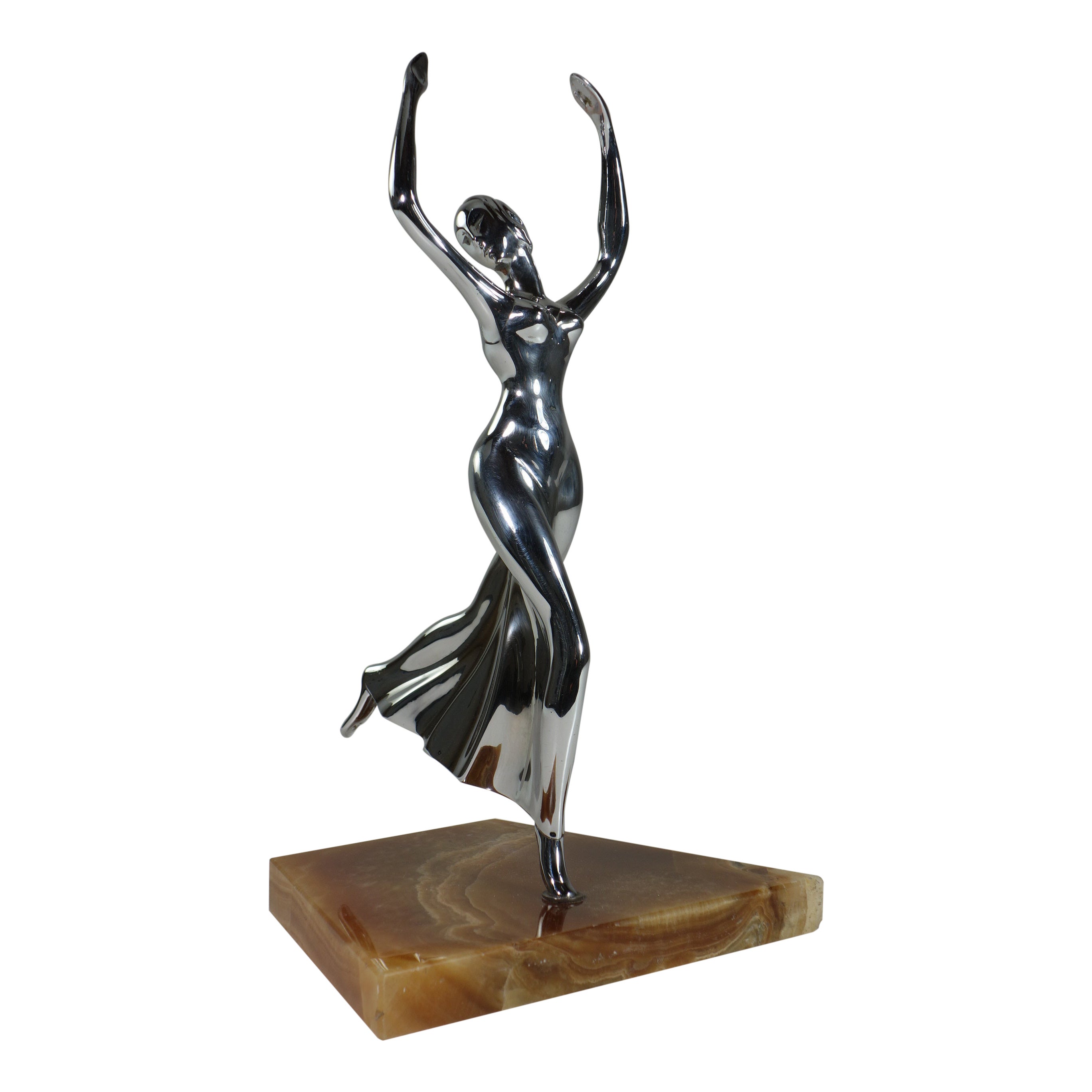 1920s by Franz Hagenauer Weiner Werkstatte Austria Nickel Metal Dancer Figure