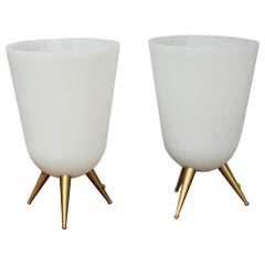 A Pair of Fine French Mid-Century Glass and Bronze Table Lamps by Jean Perzel