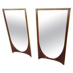 Pair Mid Century Modern Broyhill Brasilia Walnut Mirrors