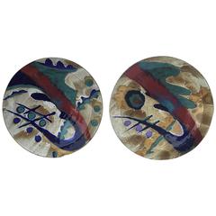 Grand Pair of Ken Pick Pottery Chargers