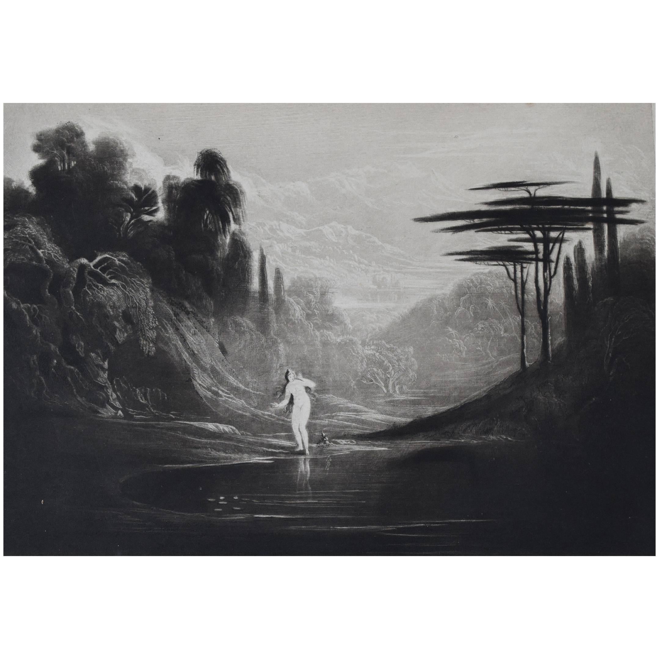 John Martin, Eve At The Fountain, Mezzotint, 1827