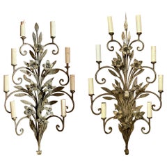 Pair Antique Wrought Iron Wall Lights, Circa 1910-1920.