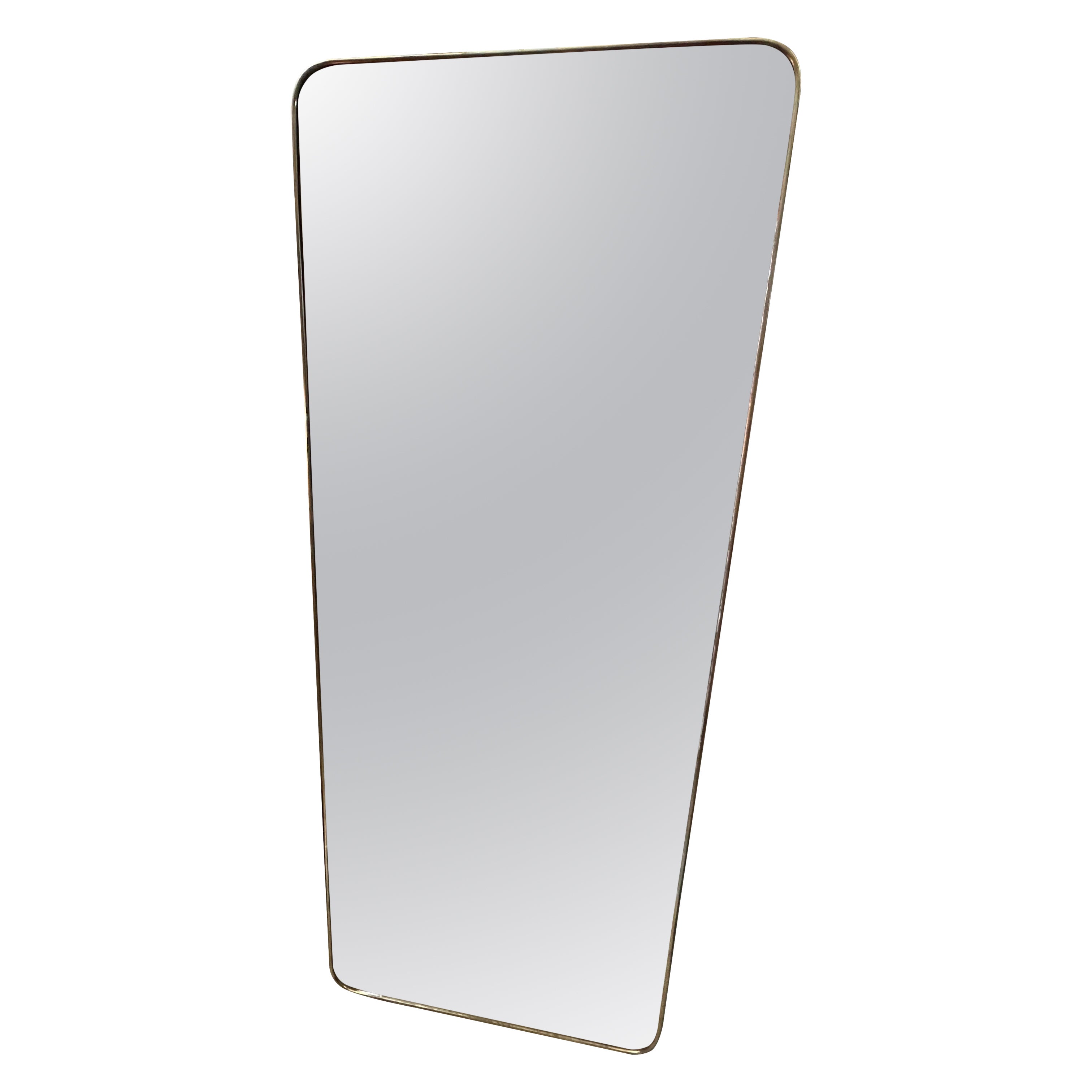 1950s Gio Ponti Style Mid-Century Modern Brass Large Wall Mirror