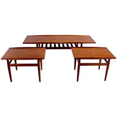 Three-Piece Solid Teak Danish Modern Tables Designed by Grete Jalk