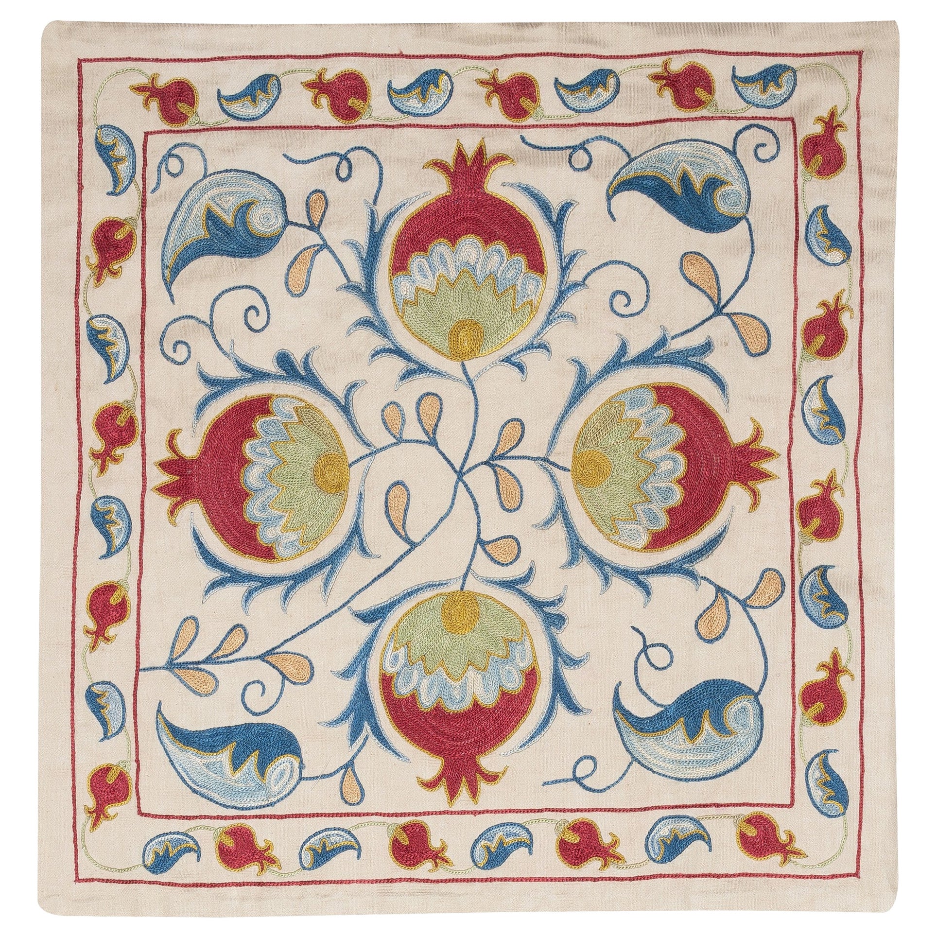 20"x21" Modern 100% Silk Embroidered Pillow Cover. Handmade Cushion Cover For Sale