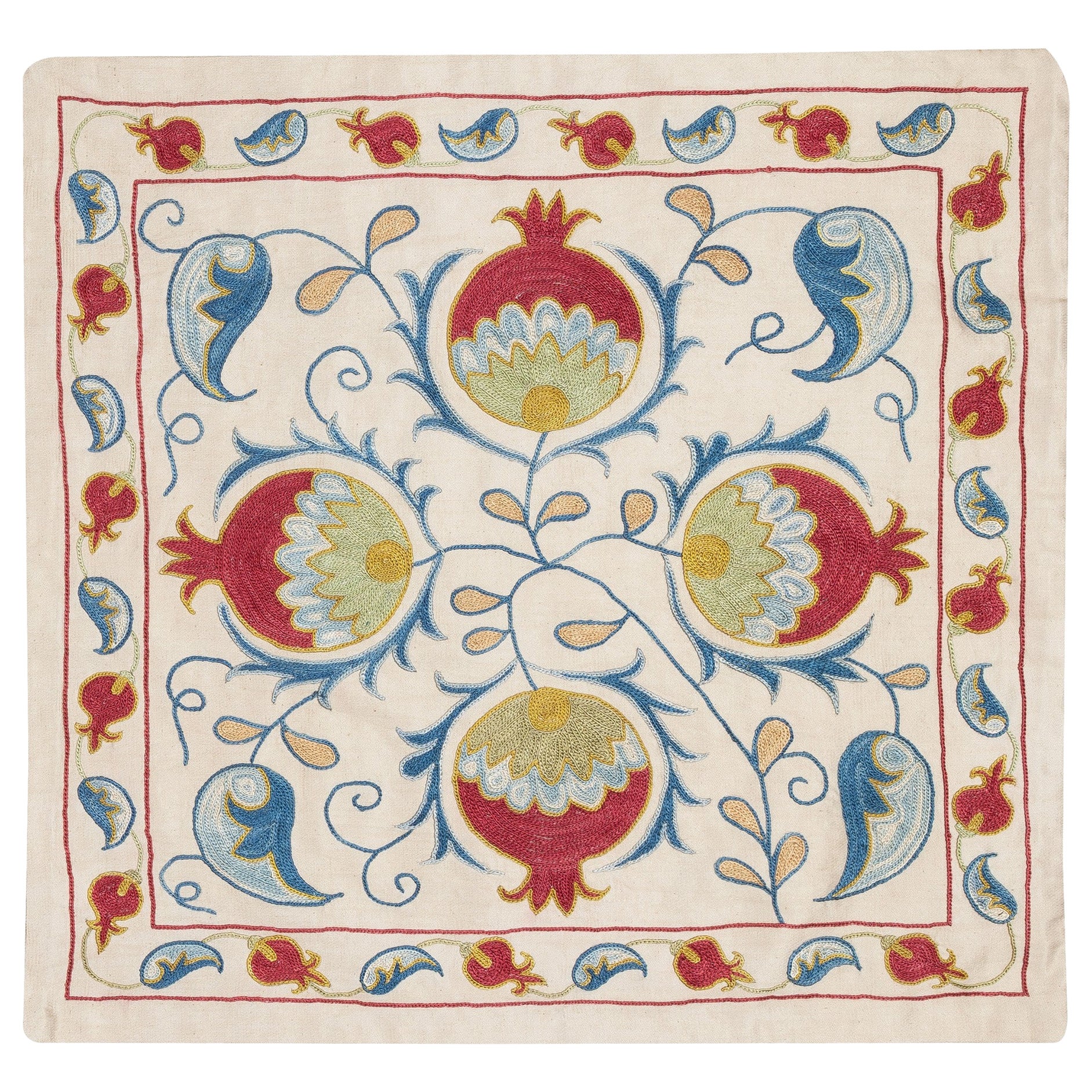 20"x21" Modern Cushion Cover Made of Silk. Embroidery Pillow. Uzbek Throw Pillow