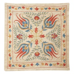 20"x20" 100% Silk Cushion Cover. Colorful Lace Pillow. Embroidered Toss Pillow