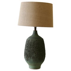 Lee Rosen für Design Technics Kürbis Seltene grüne Keramiklampe 1960er Jahre