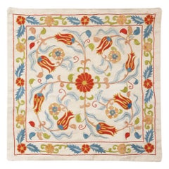 20"x20" 100% Silk Embroidered Pillow Cover. Colorful Handmade Cushion Cover
