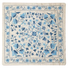20 "x20" All Silk-Kissenbezug. Blaues Spitzenkissen. Stickerei Toss Kissen