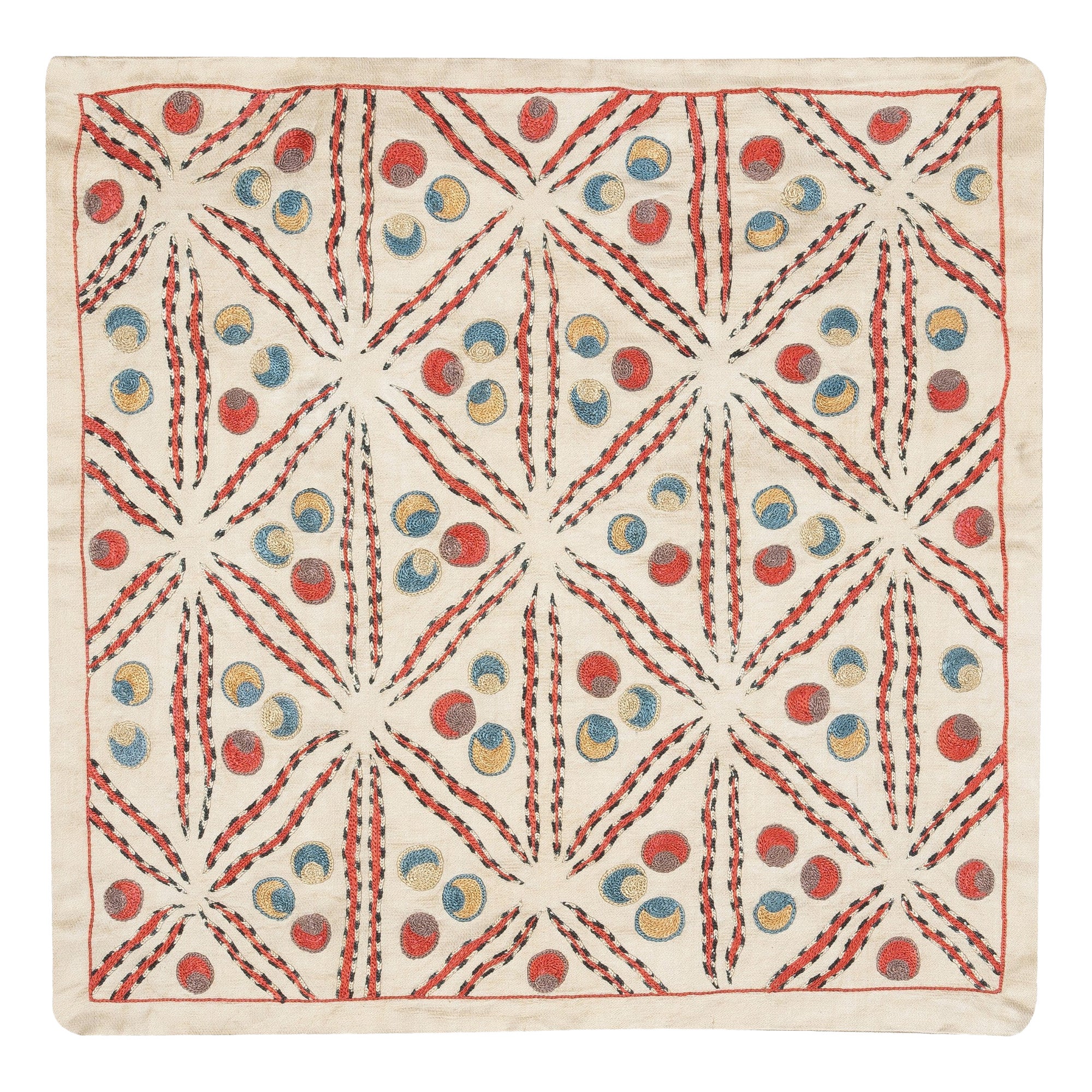 Housse de coussin en soie brodée 20 "x20". Taie d'oreiller faite à la main. The Moderns