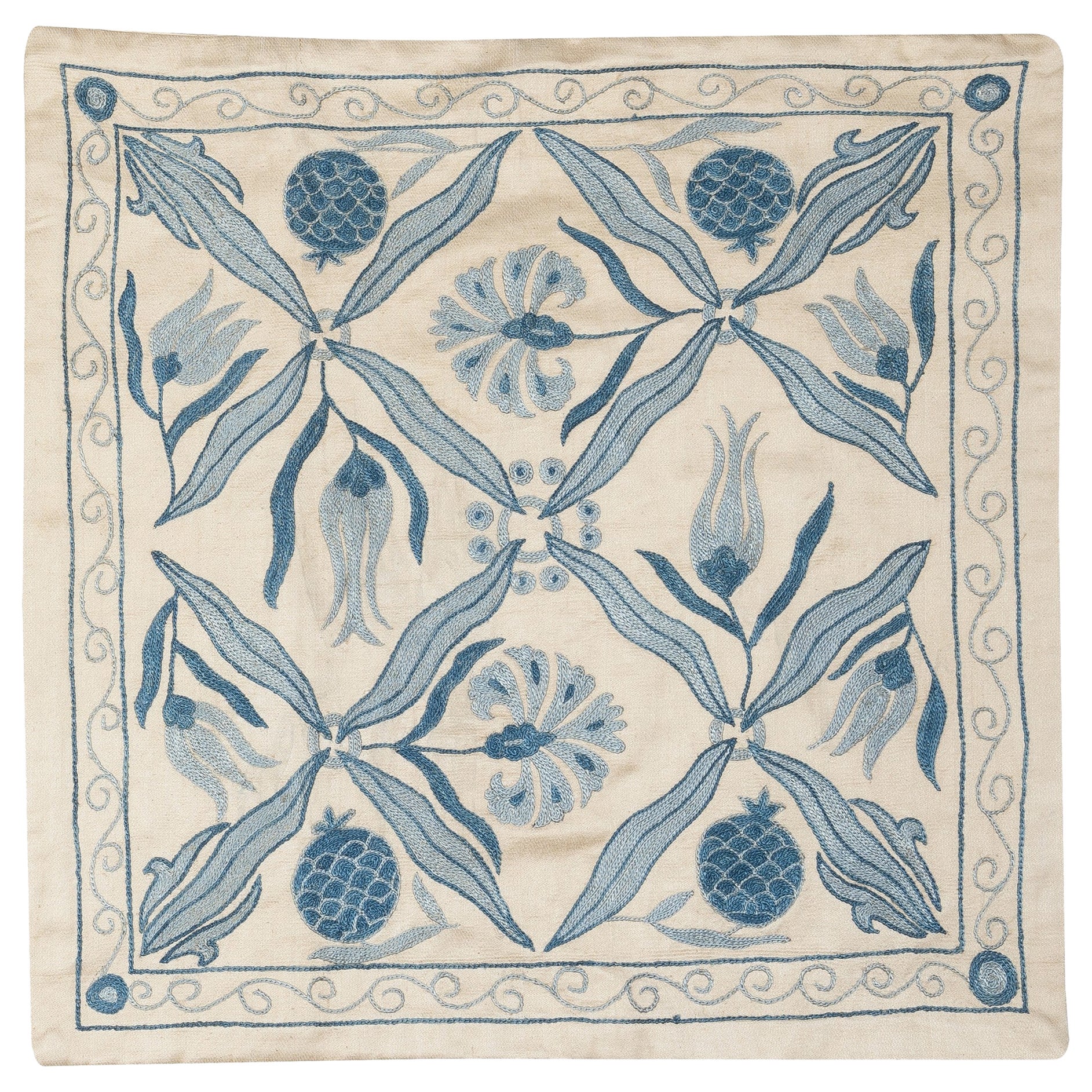20"x20" 100% Seidenkissen. Handgefertigter Kissenbezug. Bestickte Kissenabdeckung im Angebot