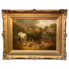 Antique 19th Century English John F. Herring Sr. Oil on Canvas Equine Painting